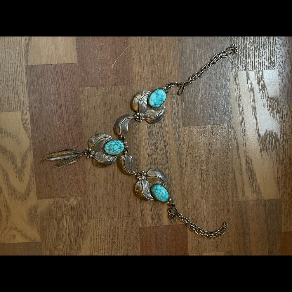 Antique Turquoise Sterling Silver Necklace